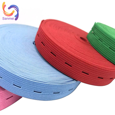 Customized Multicolor Nylon Webbing Breathable Buttonhole Elastic Band for Garment Face Shield with Customized Width